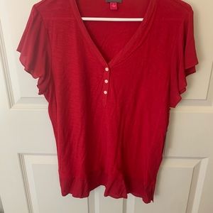 Red flutter sleeve top
